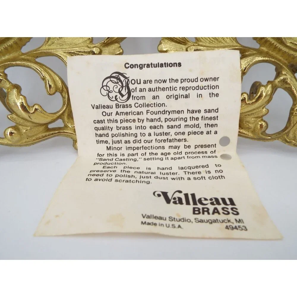 Pair of Vintage Valleau USA Ornate Brass Photo Frames with Stands